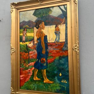 Oil on canvas signed Gaugin antique painting